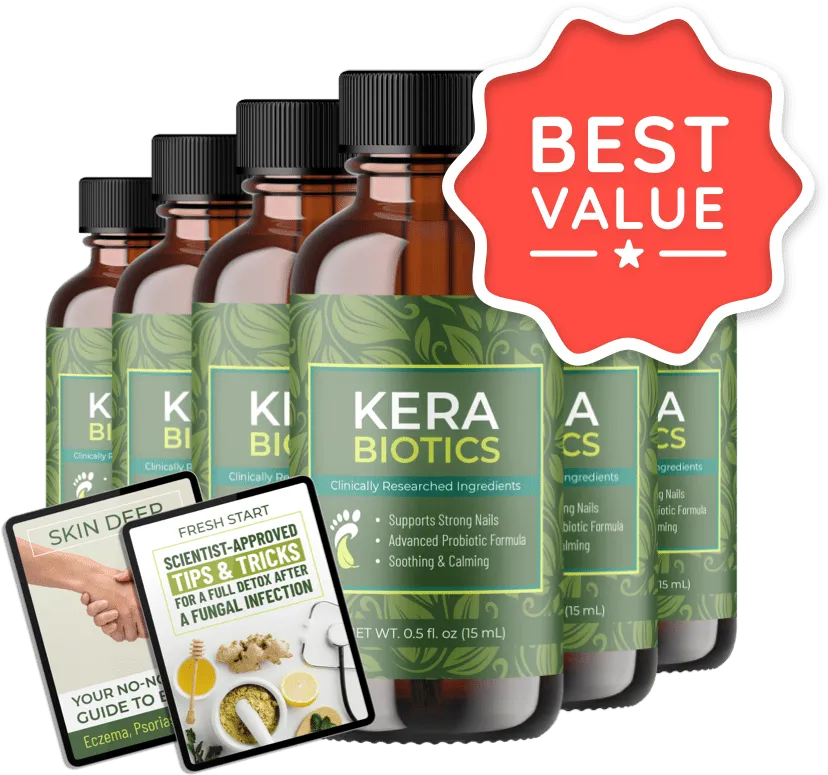6 bottles supply of KeraBiotics with two free bonuses